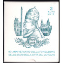 2019 - 2 Euro Vaticano 90° Anniv. Fondazione Stato Vaticano Proof